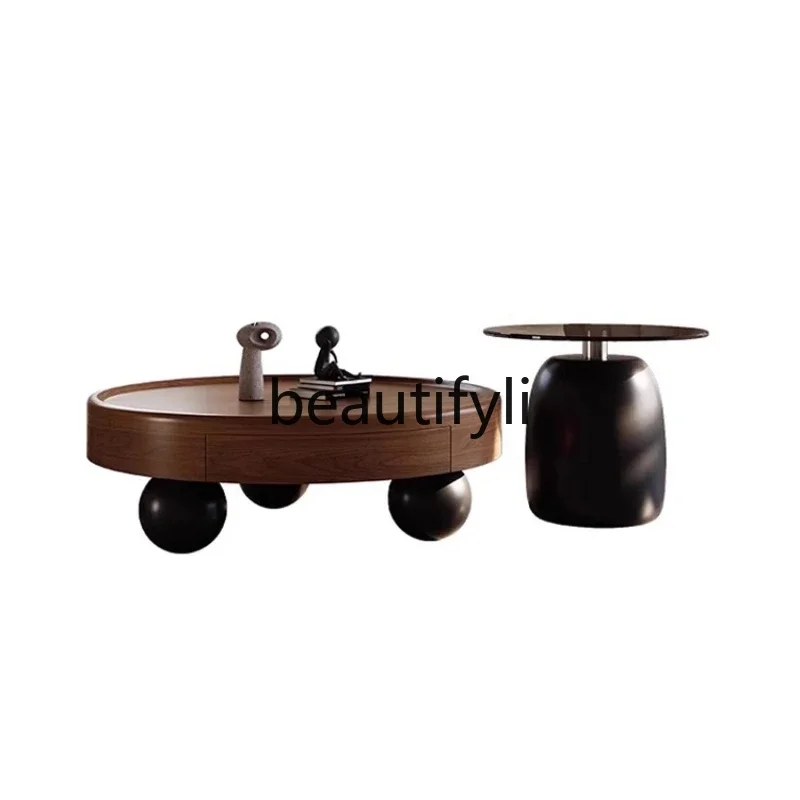 xzzMedieval walnut leather solid wood round coffee table living room home light luxury high-end sense, sofa side table
xzzMedieval walnut leather solid wood round coffee table living room home light luxury high-end sense, sofa side table