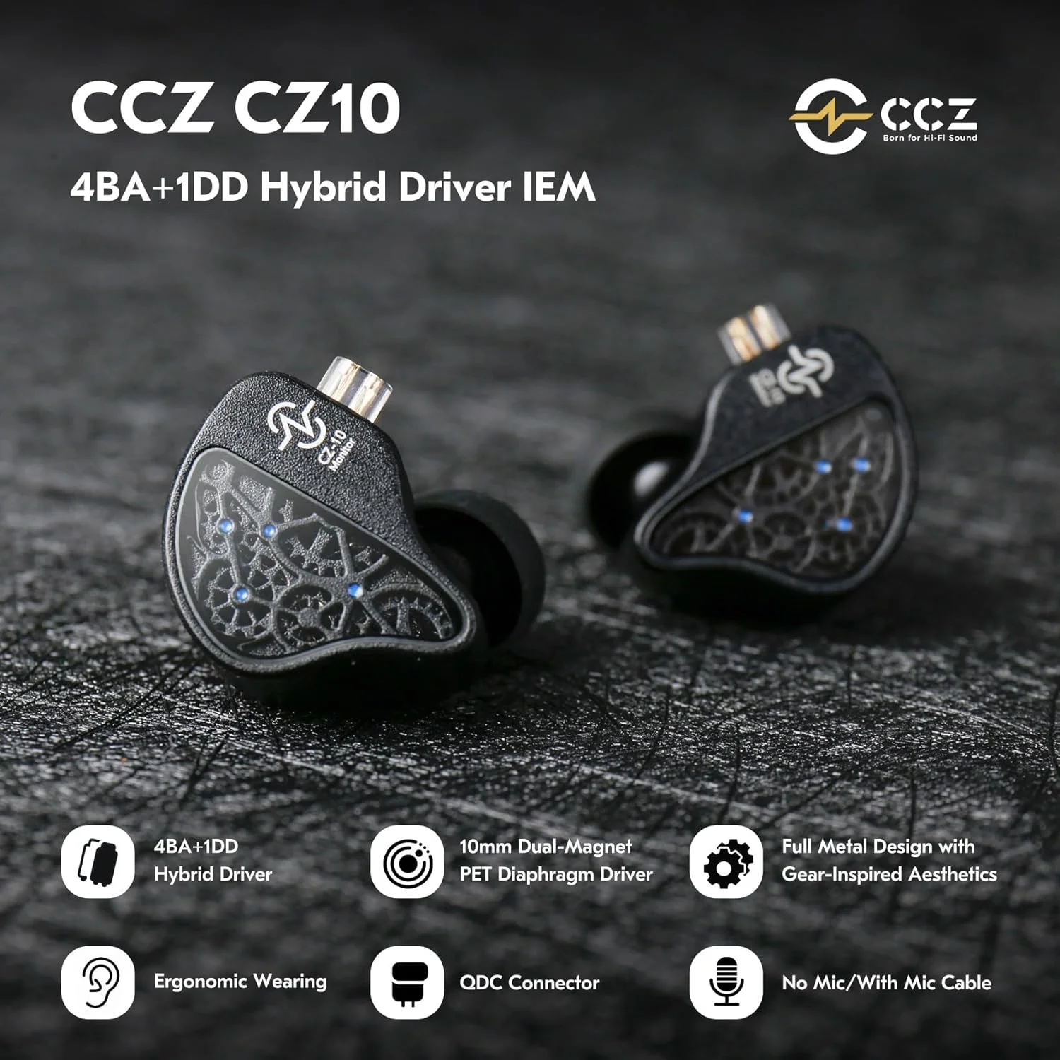 Игровые наушники CCZ CZ10 с гибридными драйверами (4BA+1DD), HIFI-качество, съемный кабель 0.78 2Pin, шумоподавление
Игровые наушники CCZ CZ10 с гибридными драйверами (4BA+1DD), HIFI-качество, съемный кабель 0.78 2Pin, шумоподавление