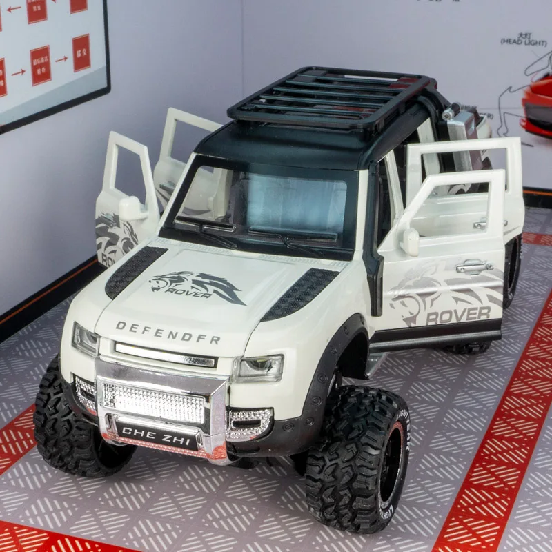 1:24 Модифицированная 6-колесная модель внедорожника из сплава Land Rover Defender, двери и капот двигателя, багажник можно открыть для детей
1:24 Модифицированная 6-колесная модель внедорожника из сплава Land Rover Defender, двери и капот двигателя, багажник можно открыть для детей