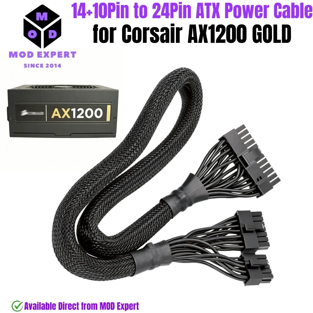 14+10Pin to 24Pin ATX Main Motherboard Power Cable for Corsair AX1200 GOLD Modular Power, Sleeved Net 18AWG, 60CM/ 23.6in/1.97ft
14+10Pin to 24Pin ATX Main Motherboard Power Cable for Corsair AX1200 GOLD Modular Power, Sleeved Net 18AWG, 60CM/ 23.6in/1.97ft