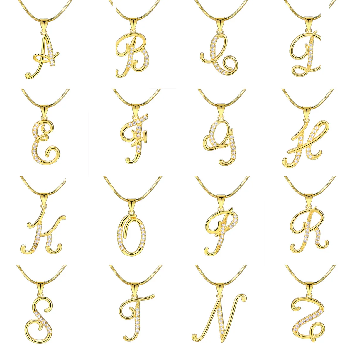 New 26 Alphabet Initial Pendant Necklace with Copper Insets and Zircon Clavicle Chain for Gifts 5pcs/ Bag
New 26 Alphabet Initial Pendant Necklace with Copper Insets and Zircon Clavicle Chain for Gifts 5pcs/ Bag