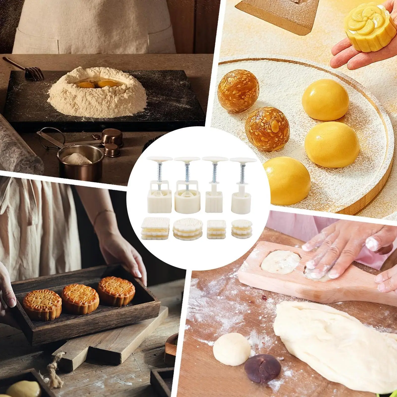 Mooncake Press 4 Pieces Food Grade DIY With Patterns Cookie Mold Cake Making Supplies For Mid-Autumn Festival Holiday Birthday
Mooncake Press 4 Pieces Food Grade DIY With Patterns Cookie Mold Cake Making Supplies For Mid-Autumn Festival Holiday Birthday