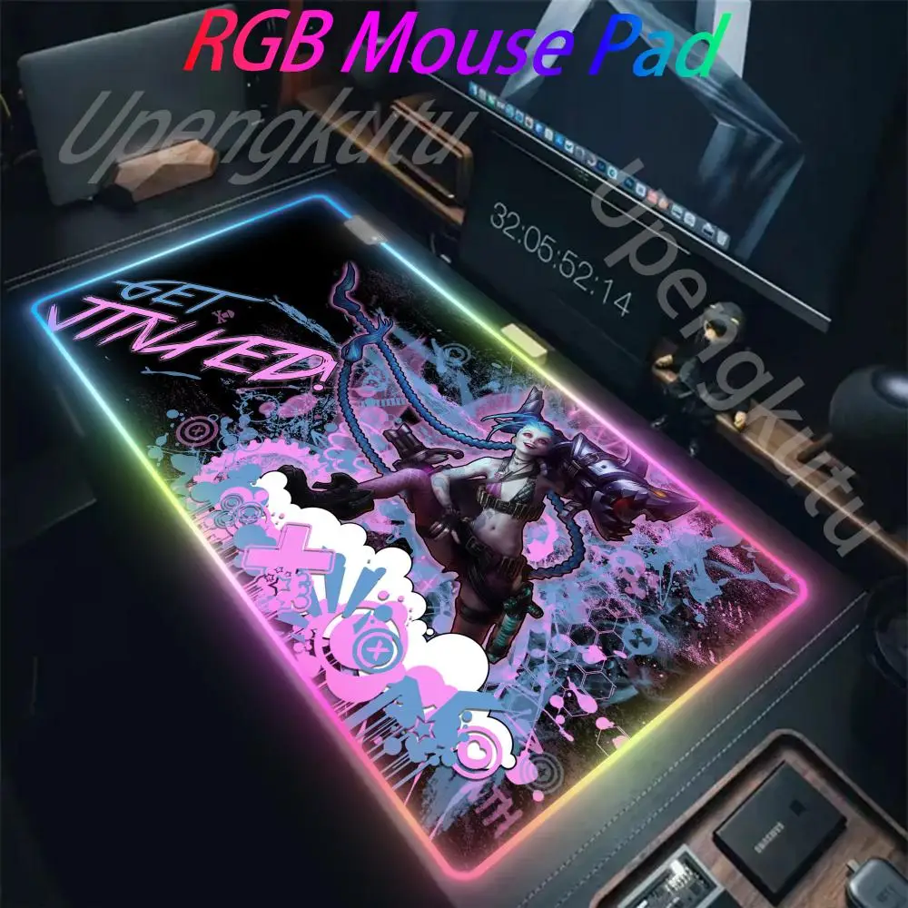 RGB League of Legends MousePad Gamer Jinx Anime Girl LED Game Accessories Keyboard Pad Large Desk mats Rubber Luminous Mouse Pad
RGB League of Legends MousePad Gamer Jinx Anime Girl LED Game Accessories Keyboard Pad Large Desk mats Rubber Luminous Mouse Pad