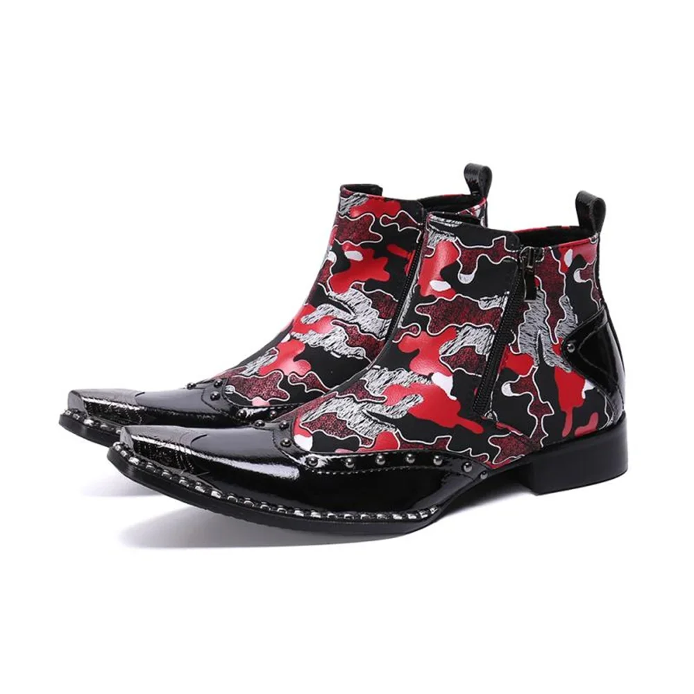 Printing Zipper With Metal Genuine Leather High Heels Pointed Toe Boots Male Plus Size Fashion Party Wedding For Men Dress Shoes
Printing Zipper With Metal Genuine Leather High Heels Pointed Toe Boots Male Plus Size Fashion Party Wedding For Men Dress Shoes