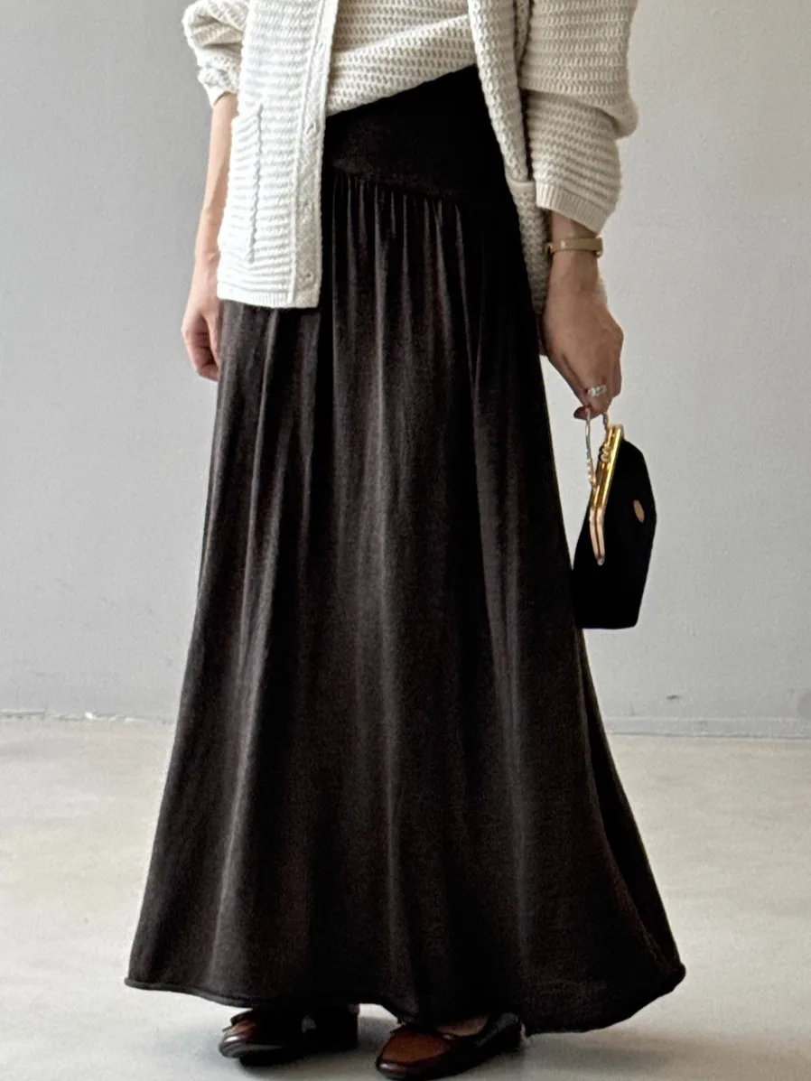 Корейская трикотажная юбка с высокой талией, женская осенняя утягивающая драпированная юбка трапециевидной формы, повседневная плиссированная юбка-миди
Корейская трикотажная юбка с высокой талией, женская осенняя утягивающая драпированная юбка трапециевидной формы, повседневная плиссированная юбка-миди