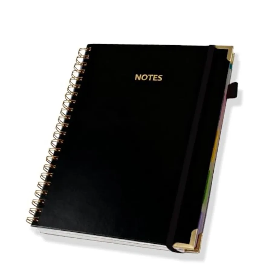 Hardcover Spiral Five Subject Notebook with Removable Dividers Multi Subject Notebooks, 8.5"x11" Large Leather Journal, 150 She
Hardcover Spiral Five Subject Notebook with Removable Dividers Multi Subject Notebooks, 8.5"x11" Large Leather Journal, 150 She