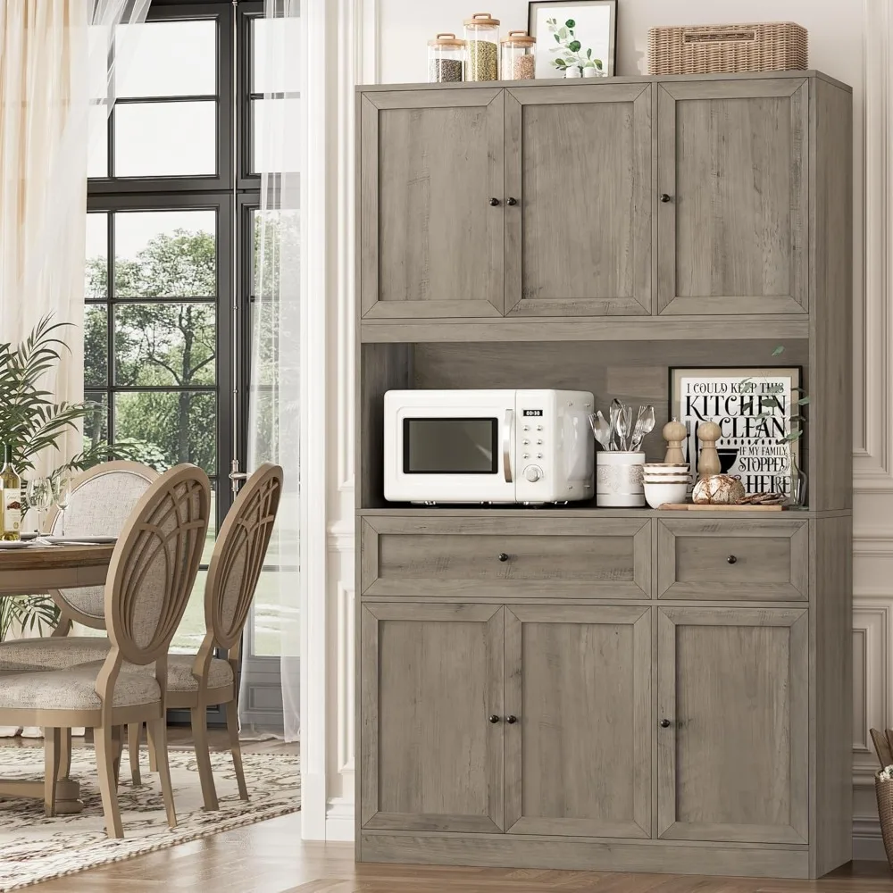 72" Kitchen Pantry Cabinet, Kitchen Hutch with Microwave Stand, Buffet Cabinet with Hutch for Kitchen Dining Room
72" Kitchen Pantry Cabinet, Kitchen Hutch with Microwave Stand, Buffet Cabinet with Hutch for Kitchen Dining Room