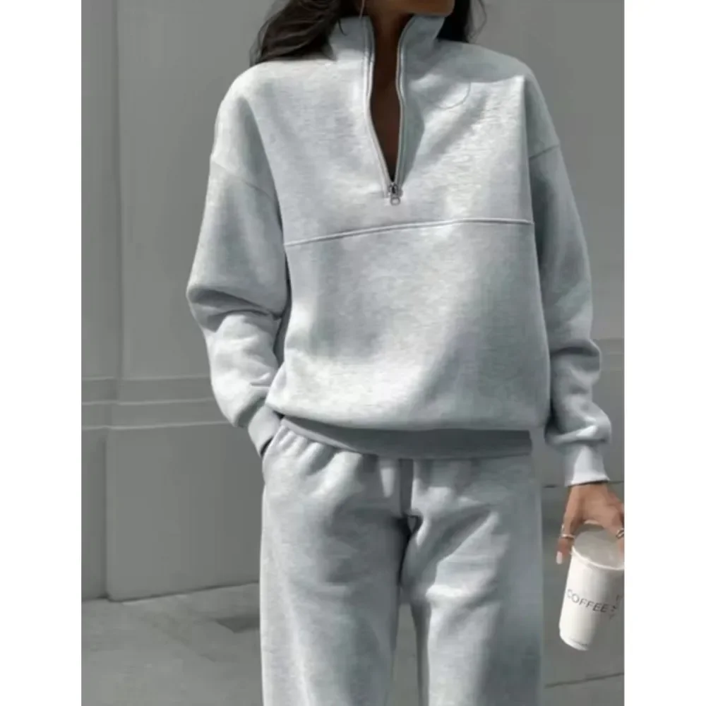 Autumn Winter Fashion Zipper Lapel Solid Color T Shirt Pants Women's Loose Casual Pocket Sports Pants 2-piece Set Female 2024
Autumn Winter Fashion Zipper Lapel Solid Color T Shirt Pants Women's Loose Casual Pocket Sports Pants 2-piece Set Female 2024