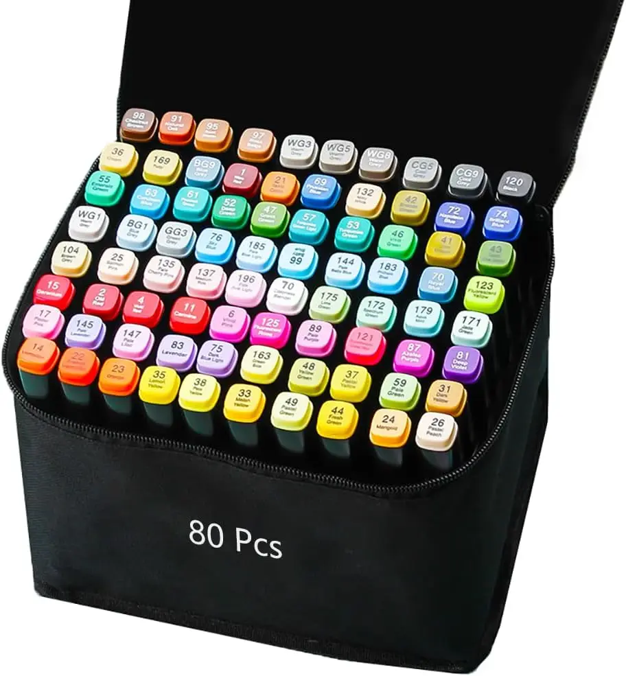 80 Colors Alcohol Markers for Adult Kids Drawing, Dual Tip Art Markers for Coloring Sketching Gift
80 Colors Alcohol Markers for Adult Kids Drawing, Dual Tip Art Markers for Coloring Sketching Gift
