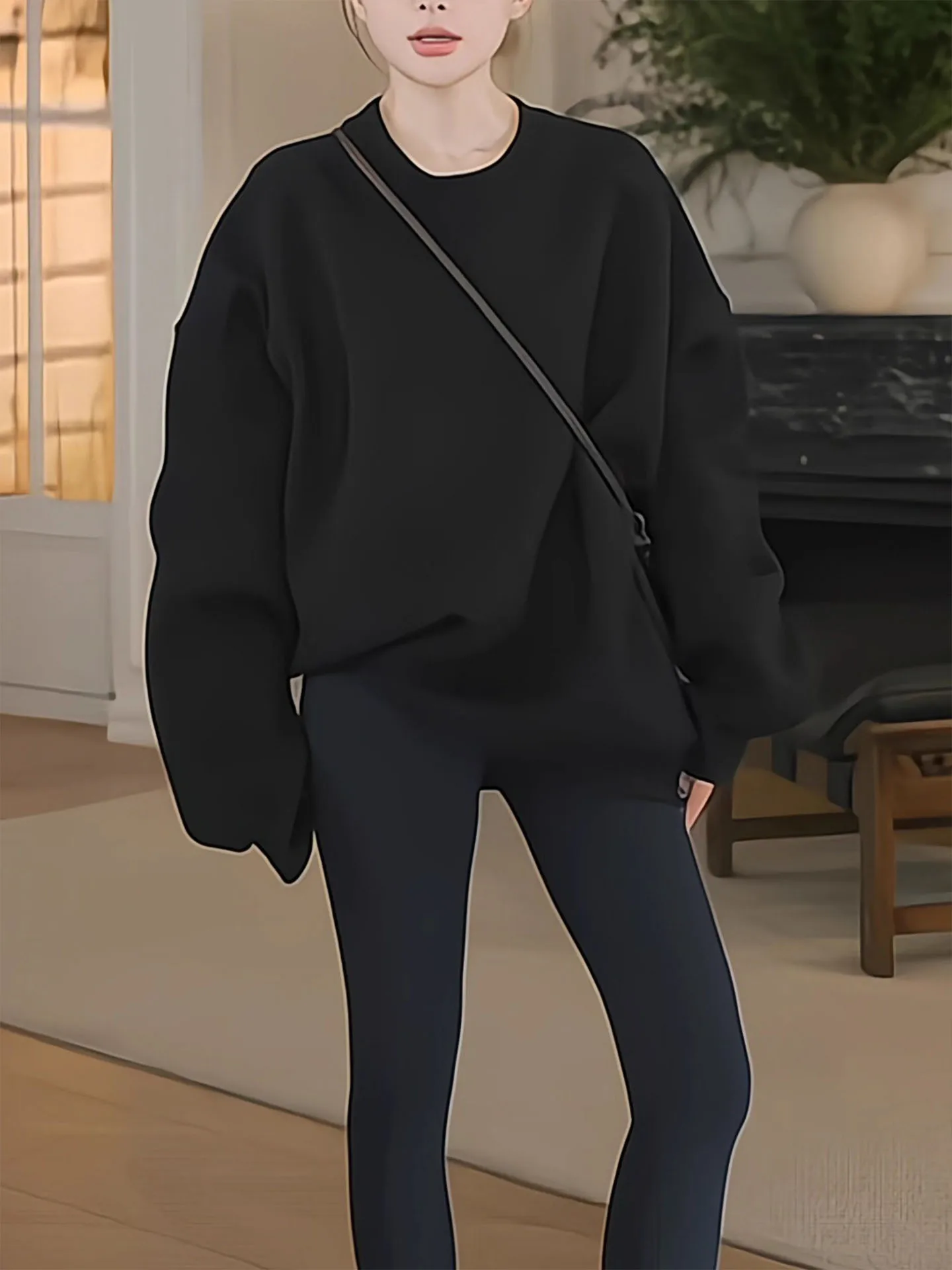 Loose Long Sve round Ne Sweatirt Women's Korean Sle Versatile Mid-Length Comfortable Lazy Sle Top Trendy Autumn New
Loose Long Sve round Ne Sweatirt Women's Korean Sle Versatile Mid-Length Comfortable Lazy Sle Top Trendy Autumn New