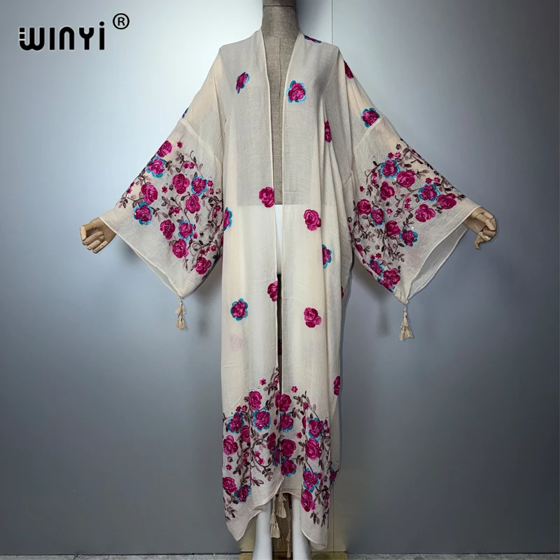 WINYI embroidery kimono Bohemian luxury beachwear Swim Suit Cover up women Cardigan sexy Holiday long coat abaya dubai luxury
WINYI embroidery kimono Bohemian luxury beachwear Swim Suit Cover up women Cardigan sexy Holiday long coat abaya dubai luxury