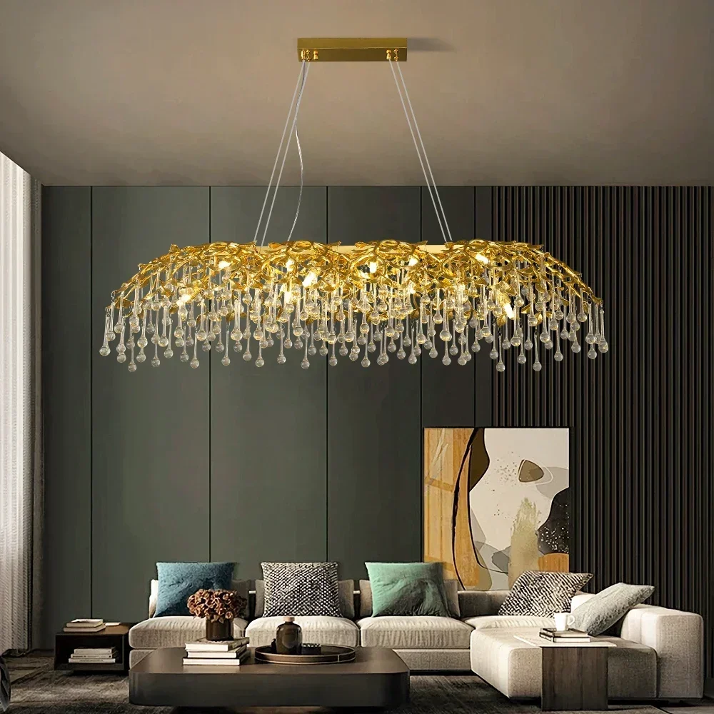 Golden crystal round pendant light dining room kitchen dining table pendant light
Golden crystal round pendant light dining room kitchen dining table pendant light