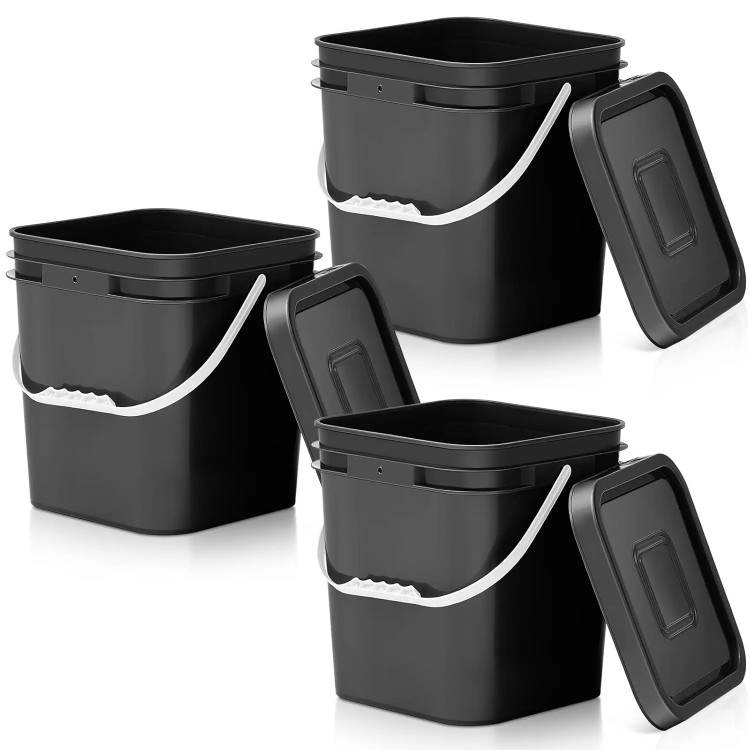 3-Pack Square Food Grade Buckets with Lid, 3.5 Gallon for Long-Term Storage, Camping, Home Organization - Easy Stack Black
3-Pack Square Food Grade Buckets with Lid, 3.5 Gallon for Long-Term Storage, Camping, Home Organization - Easy Stack Black