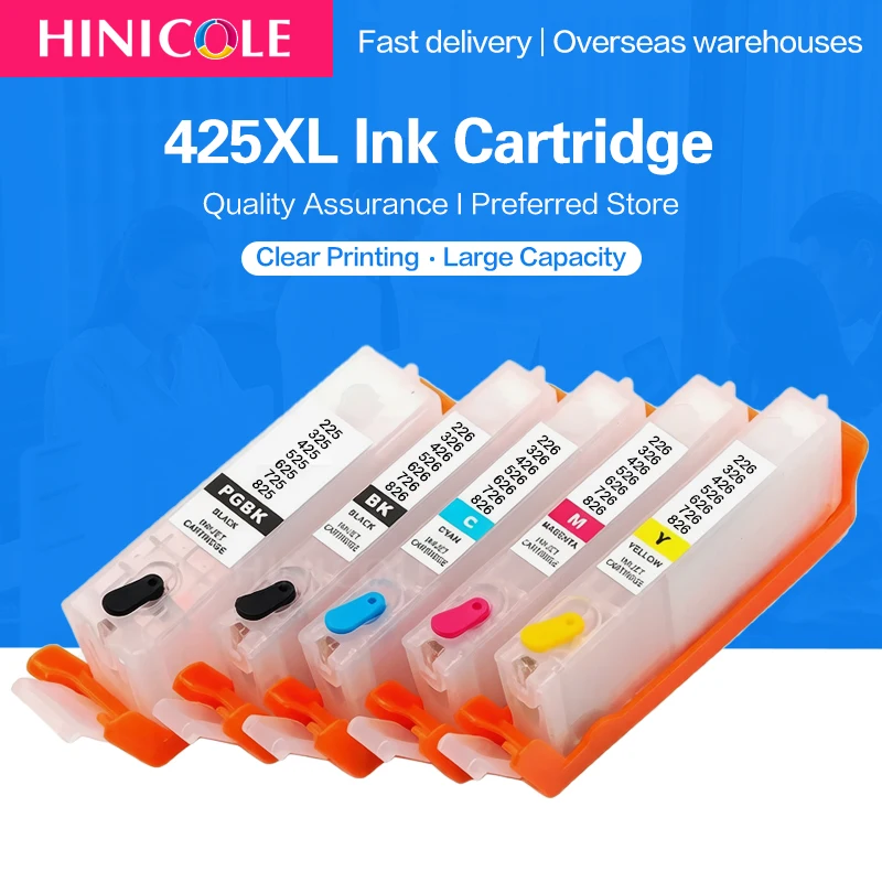 Refillable Ink cartridge For Canon pgi 425 426 PGI-425 CLI-426 pgi425 cli426 PIXMA IP4840/IP4940/IX6540/MG5140/5240/5340 Printer
Refillable Ink cartridge For Canon pgi 425 426 PGI-425 CLI-426 pgi425 cli426 PIXMA IP4840/IP4940/IX6540/MG5140/5240/5340 Printer