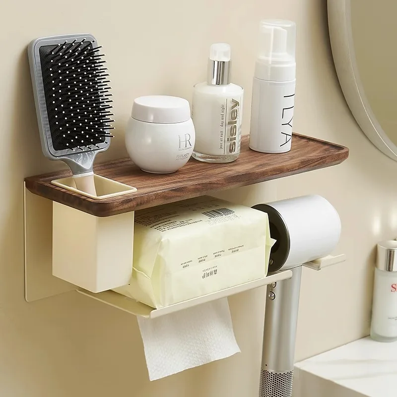Cream Style Walnut Hair Dryer Holder Punch Free Wall Mounted Bathroom Organizer Integrated Facial Towel Storage Rack
Cream Style Walnut Hair Dryer Holder Punch Free Wall Mounted Bathroom Organizer Integrated Facial Towel Storage Rack