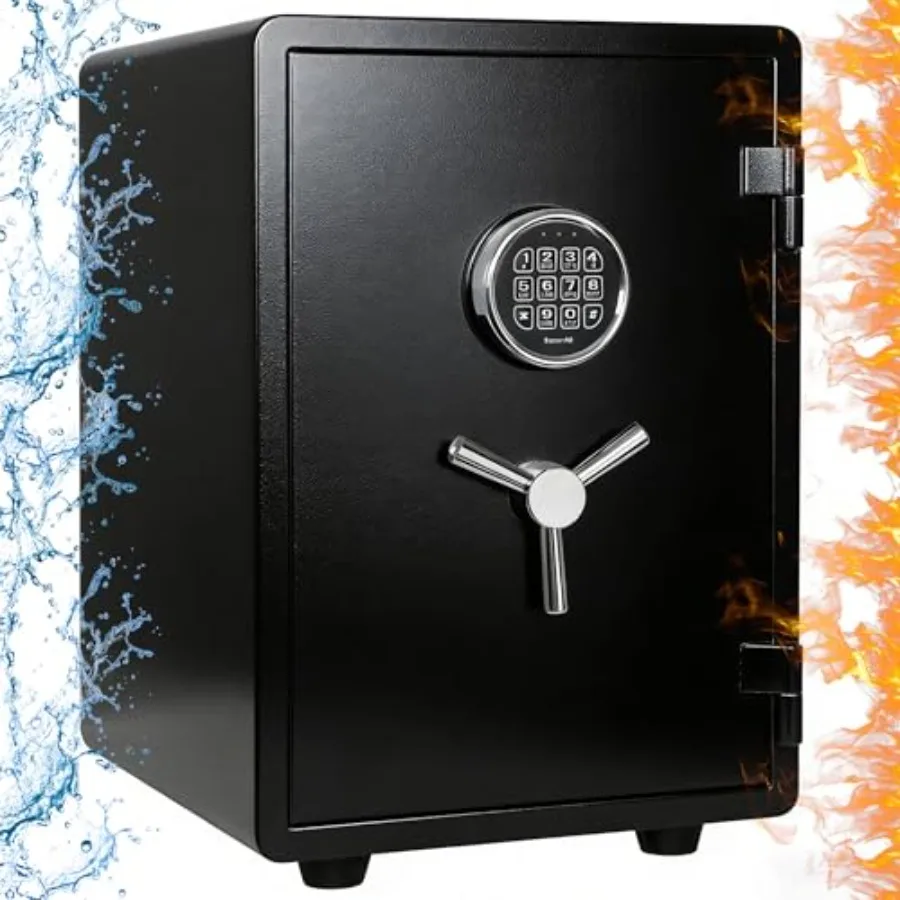 Waterproof and Fireproof Safe Box for Home Use: Steel Construction, Black, 0.9 Cubic Feet Capacity, 94 lbs Weight, 1-Hour Fire
Waterproof and Fireproof Safe Box for Home Use: Steel Construction, Black, 0.9 Cubic Feet Capacity, 94 lbs Weight, 1-Hour Fire