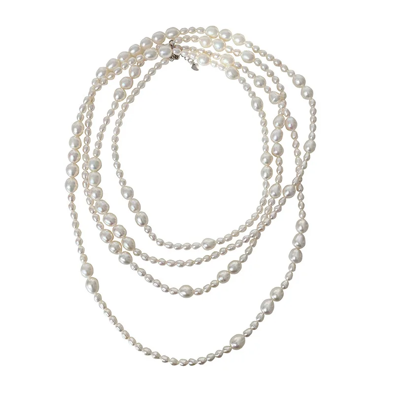 Rice-shaped pearl necklace women's French fashion light luxury multi-layer stacked long sweater chain
Rice-shaped pearl necklace women's French fashion light luxury multi-layer stacked long sweater chain