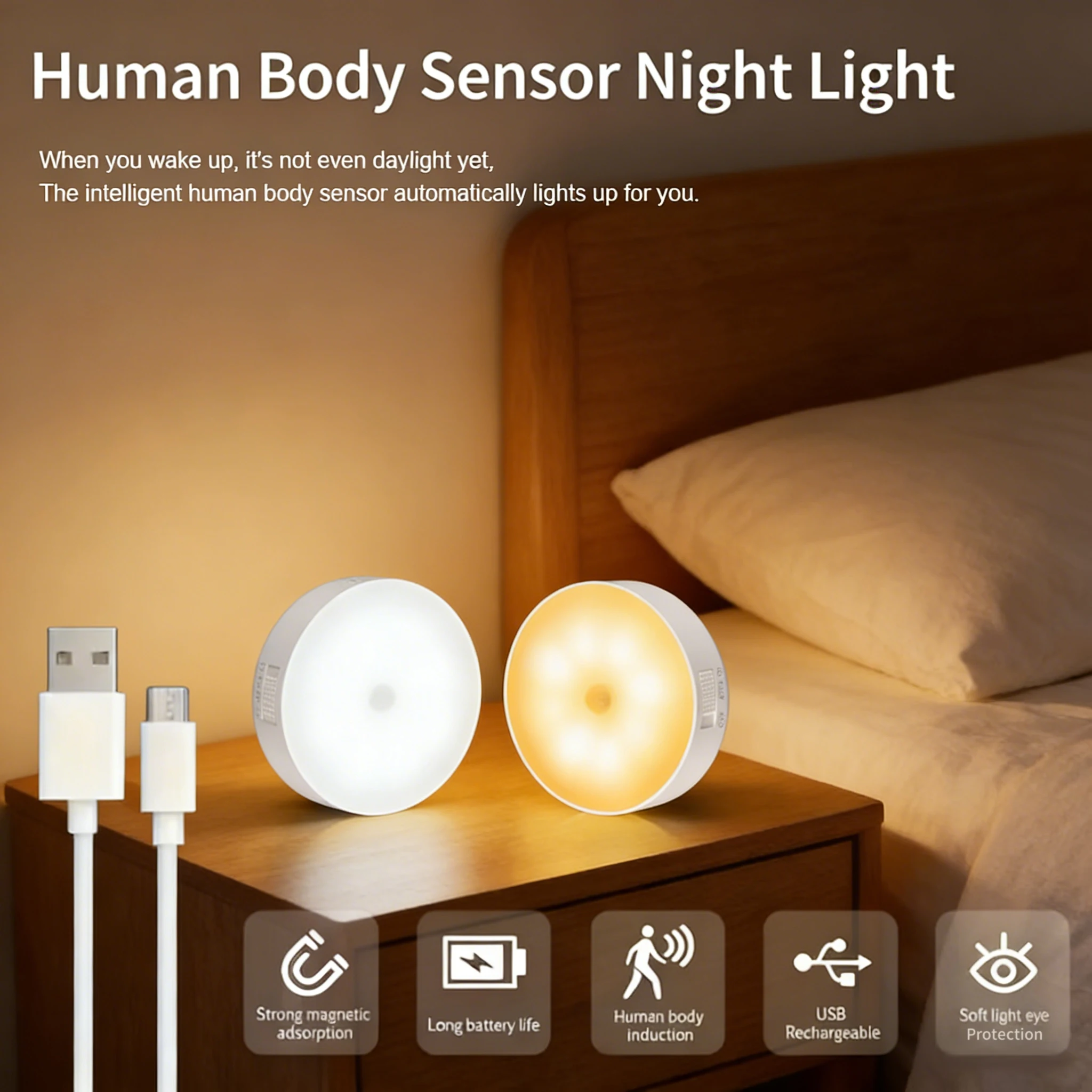 Перезаряжаемый светодиодный светильник под шкаф с датчиком движения PIR, беспроводная ночная лампа для спальни, лестницы, кухни, шкафа, гардероба
Перезаряжаемый светодиодный светильник под шкаф с датчиком движения PIR, беспроводная ночная лампа для спальни, лестницы, кухни, шкафа, гардероба