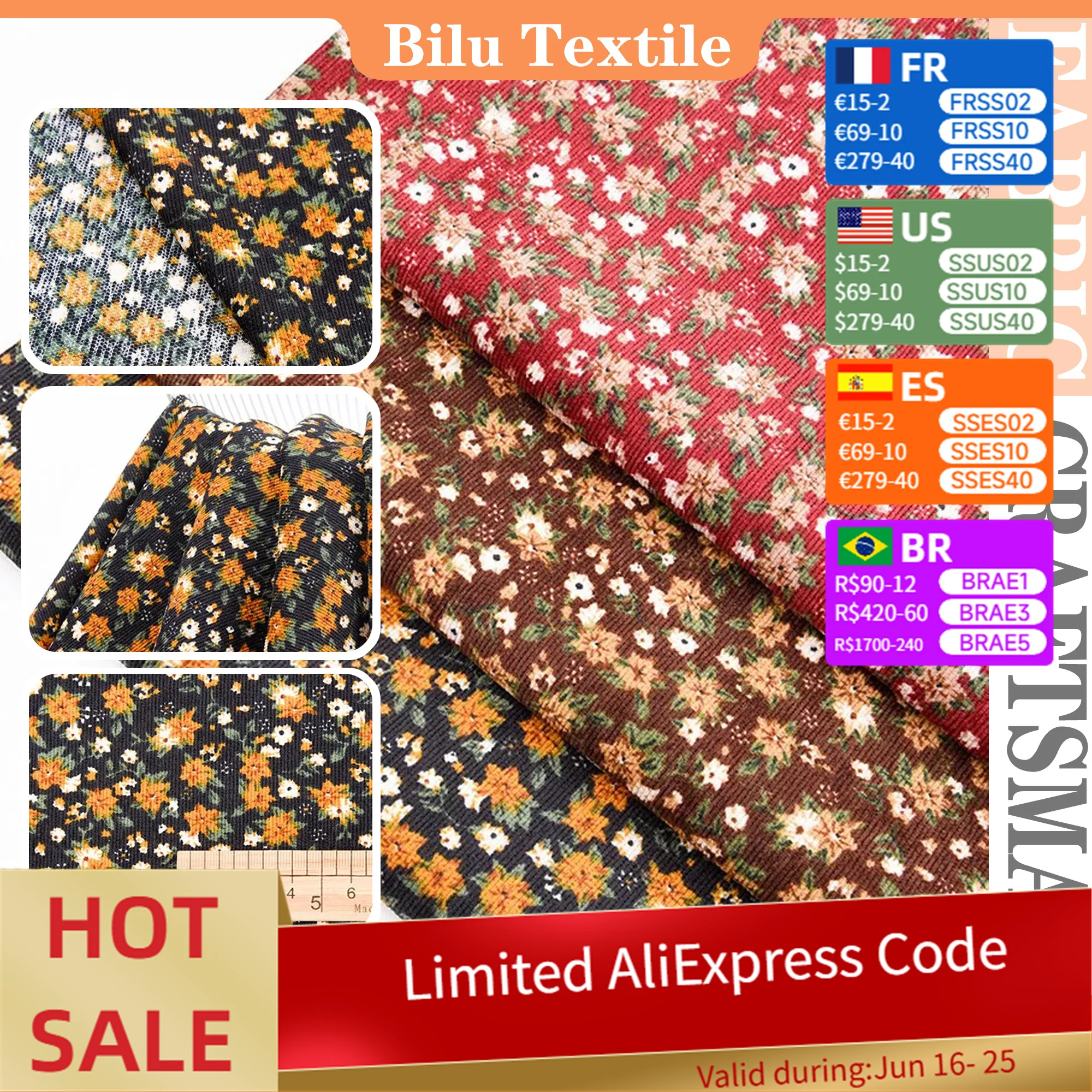 Floral Print Corduroy Fabric - Cottagecore Floral for Women's Dresses & Kids' DIY (by Meter)
Floral Print Corduroy Fabric - Cottagecore Floral for Women's Dresses & Kids' DIY (by Meter)