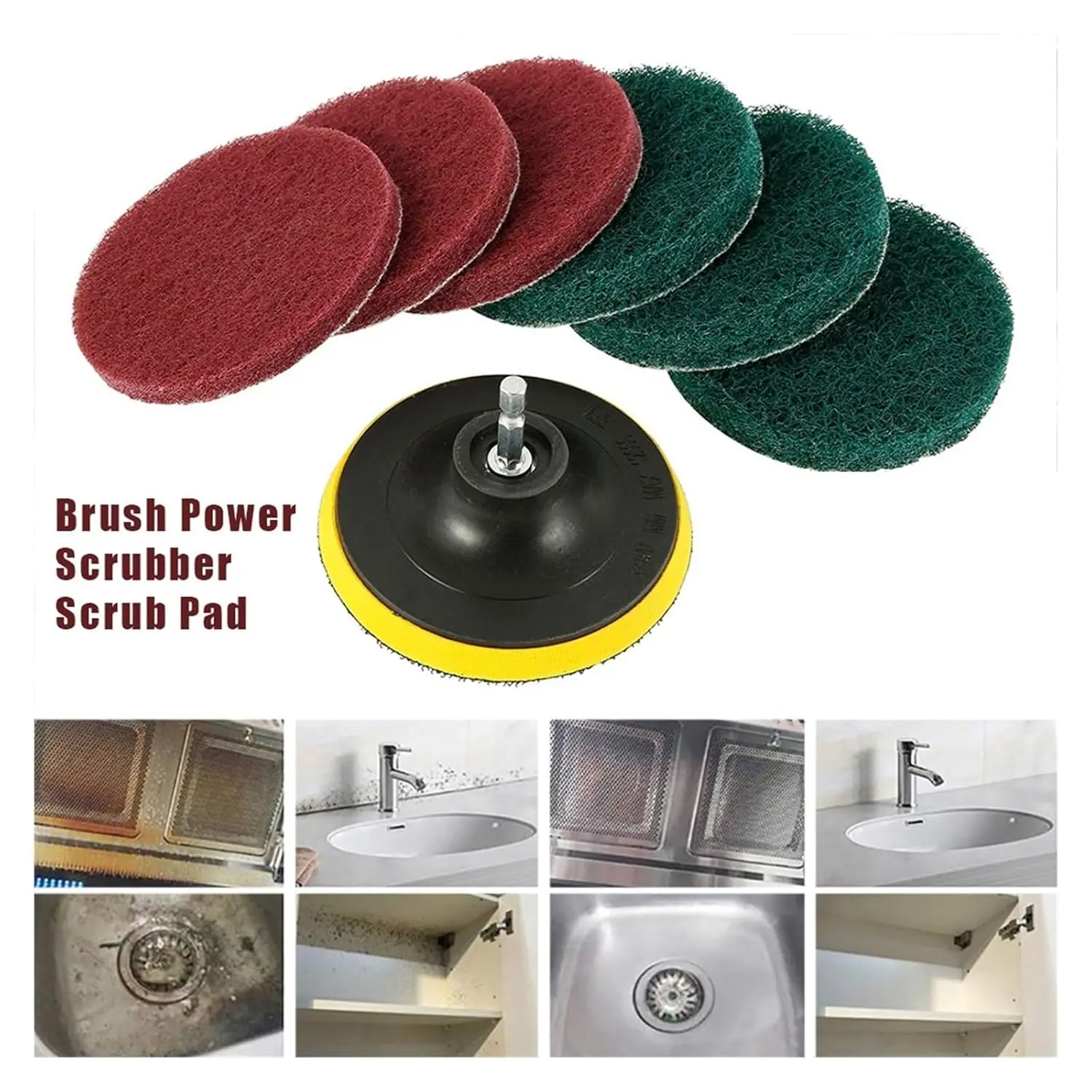 8Pcs 4 Inch Drill Power Brush Tile Scrubber Scouring Pads Cleaning Kit, Includes Attachment, Heavy Duty Household Cleaning Tool
8Pcs 4 Inch Drill Power Brush Tile Scrubber Scouring Pads Cleaning Kit, Includes Attachment, Heavy Duty Household Cleaning Tool