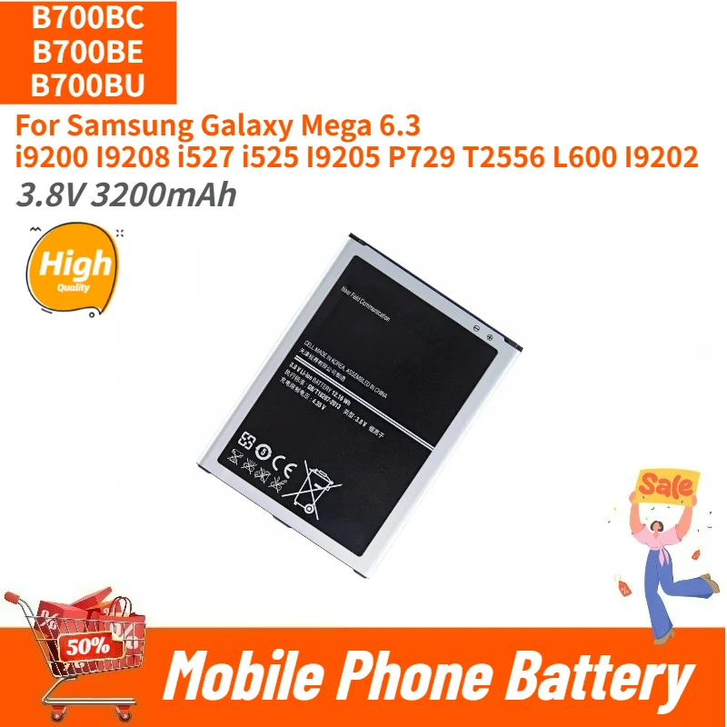 High Quality B700BC B700BE/BU Mobile Phone Battery 3.8V 3200mAh For Samsung Galaxy Mega 6.3 i527 i525 I9205 i9200 I9208 I9202
High Quality B700BC B700BE/BU Mobile Phone Battery 3.8V 3200mAh For Samsung Galaxy Mega 6.3 i527 i525 I9205 i9200 I9208 I9202