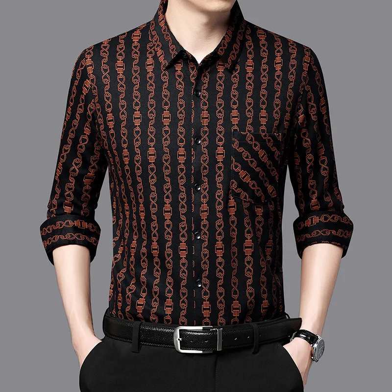Spring and Autumn Men's Polo Collar Single Breasted Geometric Printed Button Long Sleeve T-shirt Cardigan Shirt Casual Tops
Spring and Autumn Men's Polo Collar Single Breasted Geometric Printed Button Long Sleeve T-shirt Cardigan Shirt Casual Tops