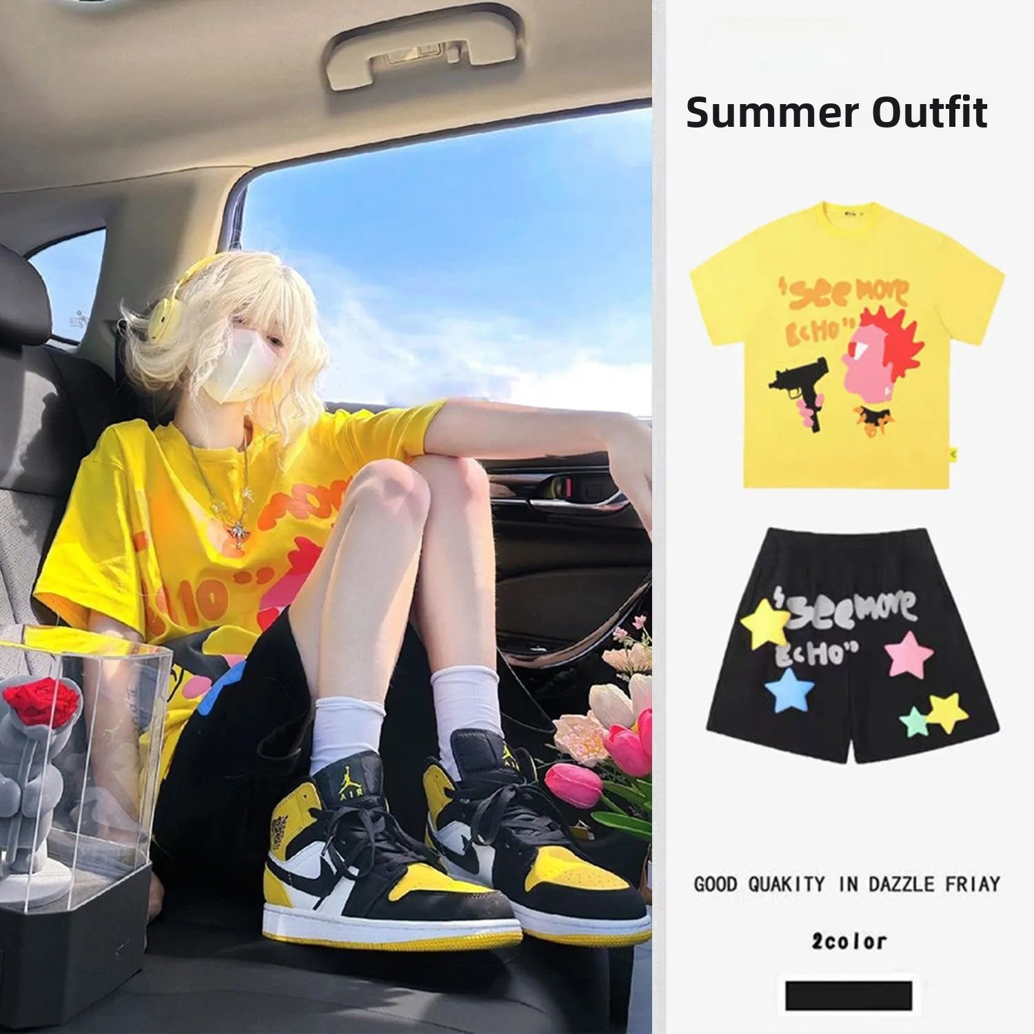 Dopamine Summer Sportswear Set Women's Short Sleeve Shorts Two-Piece Student Cute Sweet Little Sister Casual Outfit
Dopamine Summer Sportswear Set Women's Short Sleeve Shorts Two-Piece Student Cute Sweet Little Sister Casual Outfit