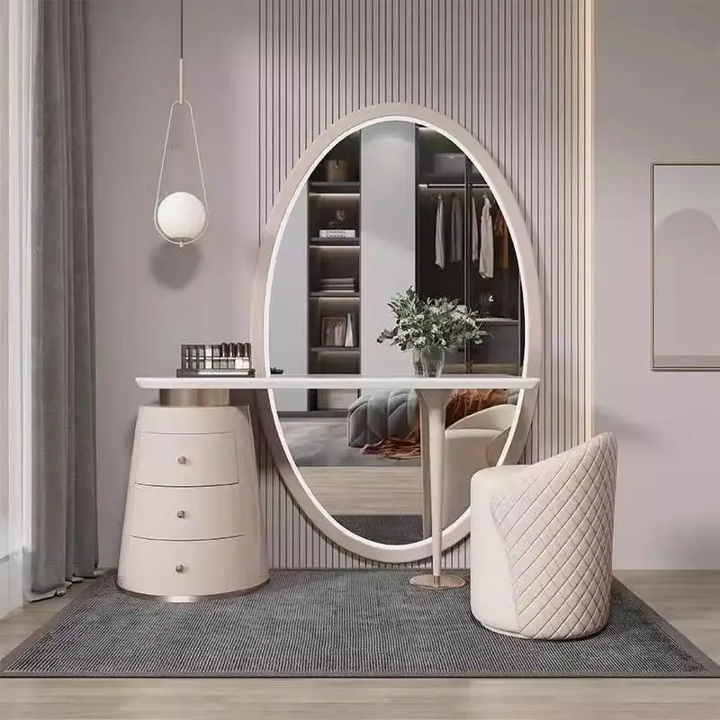Makeup table Dresser bedroom simple modern light luxury high-end rock slab makeup mirror desktop integrated home
Makeup table Dresser bedroom simple modern light luxury high-end rock slab makeup mirror desktop integrated home