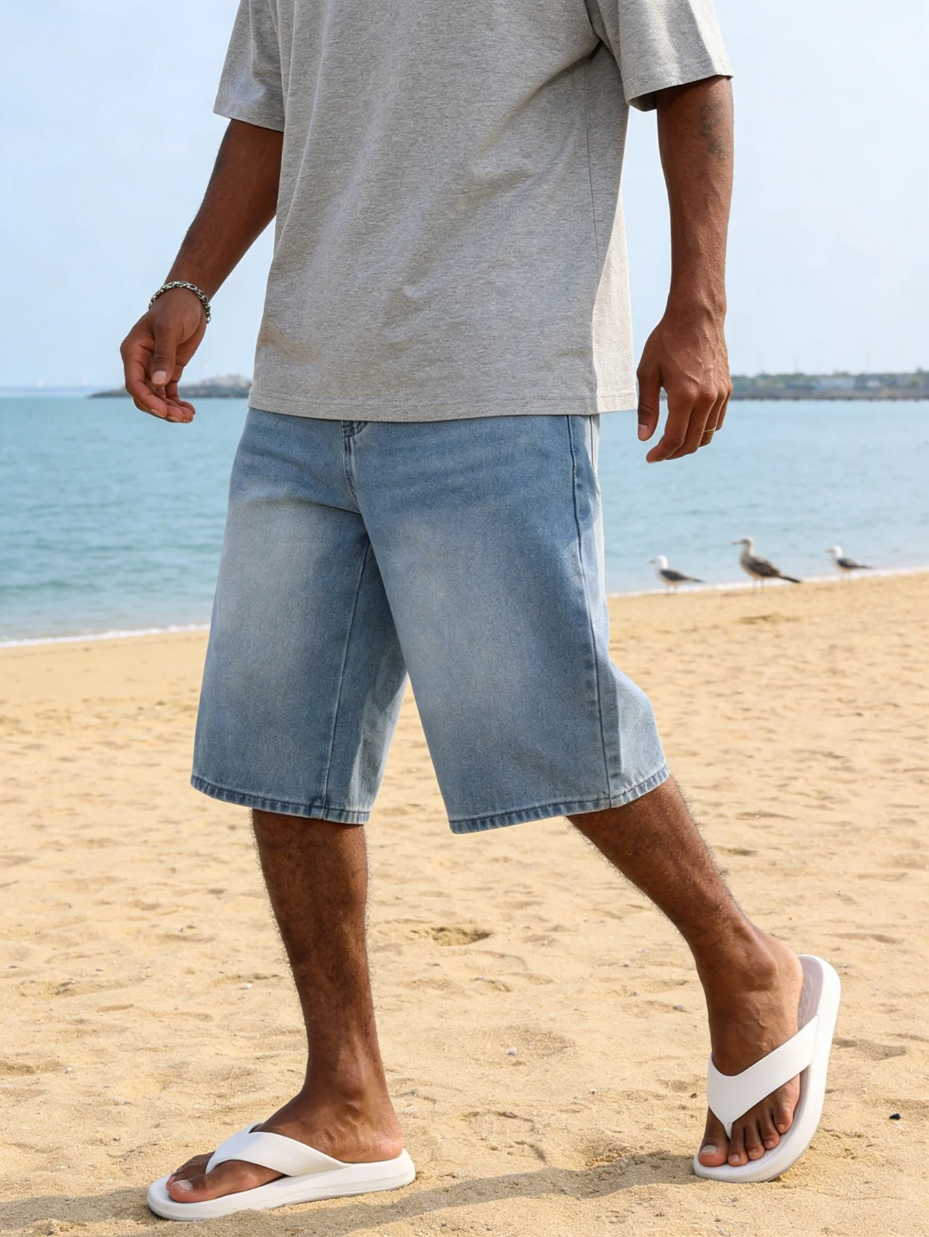 Men Daily Wear Loose Blue Denim Shorts Non Stretch Casual Jorts Breathable Soft Fabric Street Style Bottoms
Men Daily Wear Loose Blue Denim Shorts Non Stretch Casual Jorts Breathable Soft Fabric Street Style Bottoms