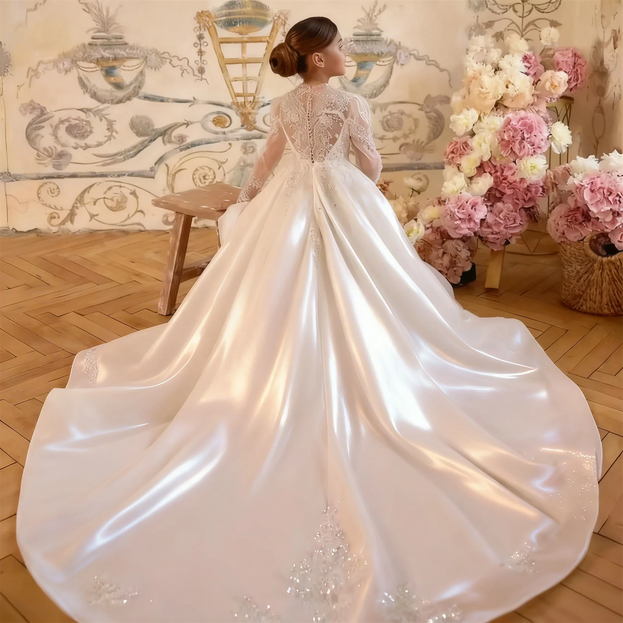 Ivory Flower Girl Dress Wedding Satin Applique Lace Floor Length Gown Bridesmaid First Communion Banquet Prom Party Outfit
Ivory Flower Girl Dress Wedding Satin Applique Lace Floor Length Gown Bridesmaid First Communion Banquet Prom Party Outfit