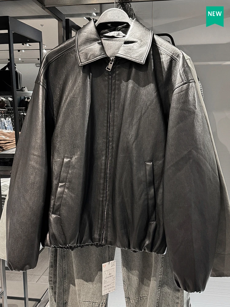 Loose Fit Men's Long Sve Zipper PU Leather Jaet Faion Urban Sle Autumn Winter Coat Youth Outerwear Comfortable Casual
Loose Fit Men's Long Sve Zipper PU Leather Jaet Faion Urban Sle Autumn Winter Coat Youth Outerwear Comfortable Casual