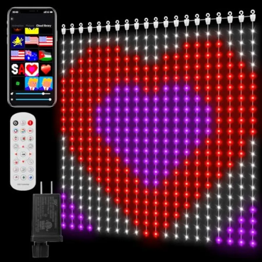 Smart Curtain Lights 400 LED, Color Changing LED Curtains Light 6.6 * 6.6 Feet, DIY Fairy String Light Curtain for Bedroom Back
Smart Curtain Lights 400 LED, Color Changing LED Curtains Light 6.6 * 6.6 Feet, DIY Fairy String Light Curtain for Bedroom Back