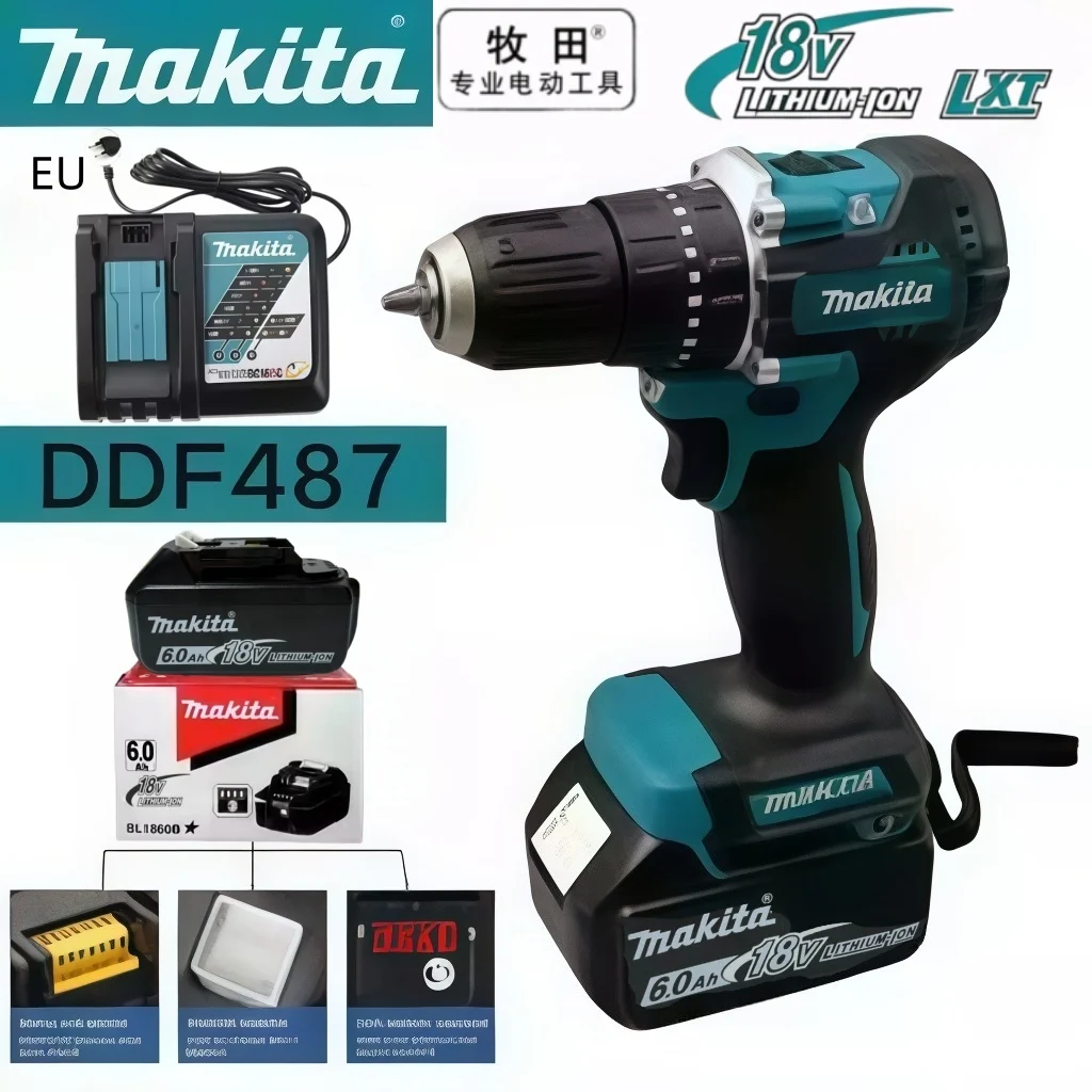 Genuine Original Makita 18V DDF487 13mm Brushless Impact Drill with 6Ah Li-ion Battery and Fast Charger Complete Set
Genuine Original Makita 18V DDF487 13mm Brushless Impact Drill with 6Ah Li-ion Battery and Fast Charger Complete Set