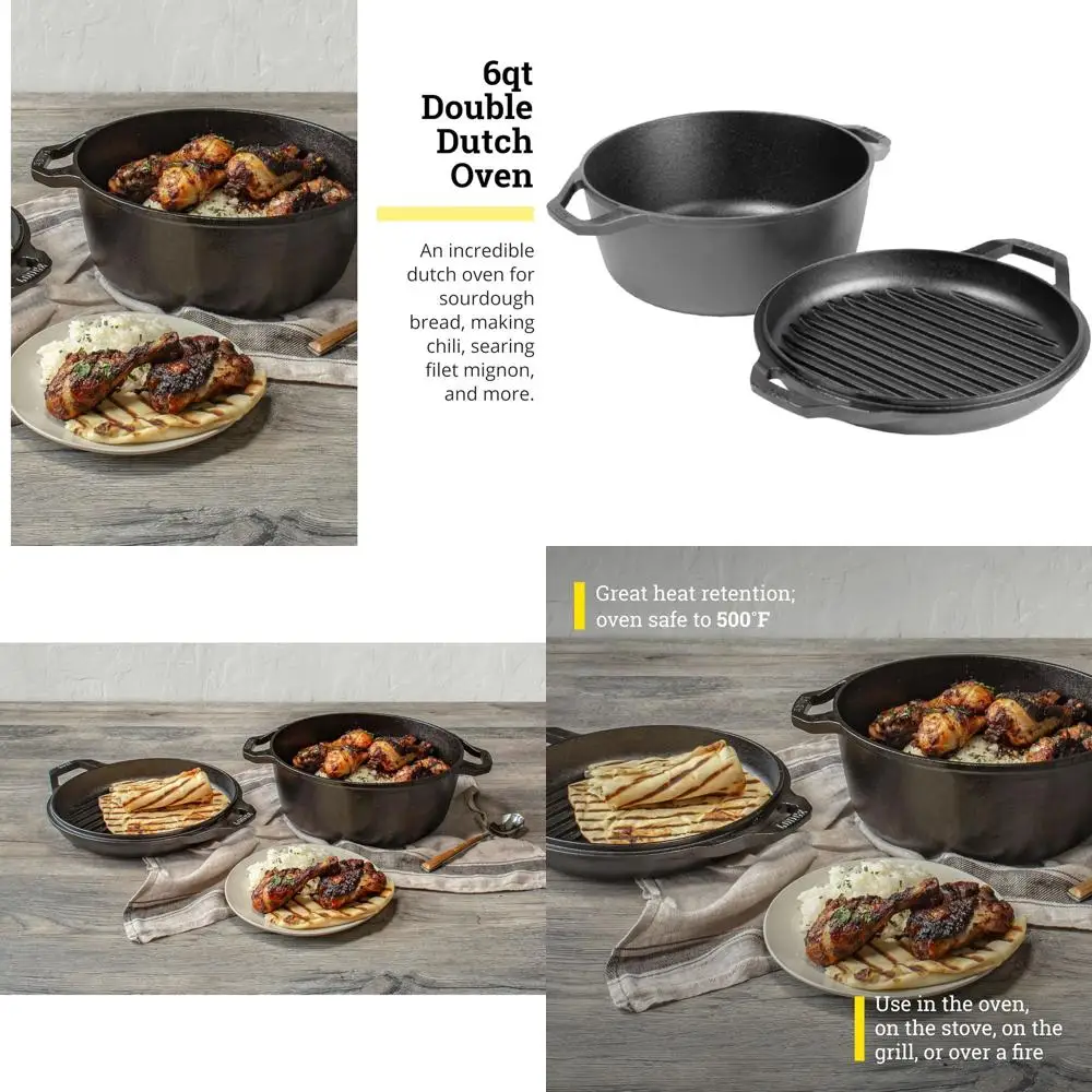 6 Quart Double Dutch Oven, High-Capacity Cooking Pot
6 Quart Double Dutch Oven, High-Capacity Cooking Pot
