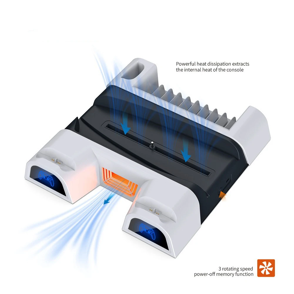 For PS5 Vertical Stand 2 Controller Charging Dock Cooling Fan for PS5 Console Accessories
For PS5 Vertical Stand 2 Controller Charging Dock Cooling Fan for PS5 Console Accessories