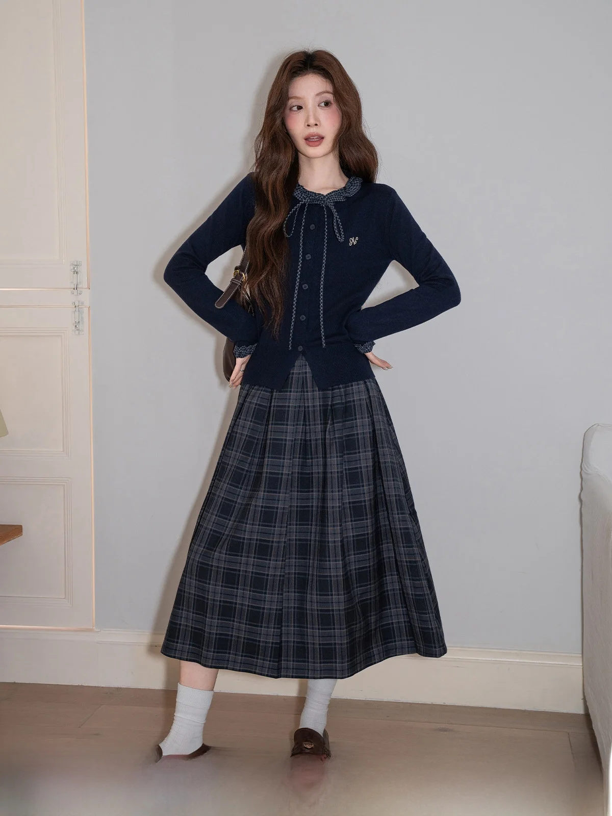 Deep ey High Waist A-Line Midi Plaid Skirt Women's Autumn Winter Vintage Slimming f-length Skirt Commute Sle
Deep ey High Waist A-Line Midi Plaid Skirt Women's Autumn Winter Vintage Slimming f-length Skirt Commute Sle