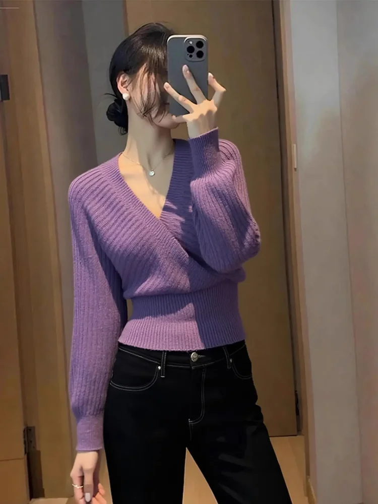 Ele Purple V-Ne Sweater Women's Faionable Inner Wear Knitted Top Thiened Autumn Winter High End Sli Beautiful
Ele Purple V-Ne Sweater Women's Faionable Inner Wear Knitted Top Thiened Autumn Winter High End Sli Beautiful