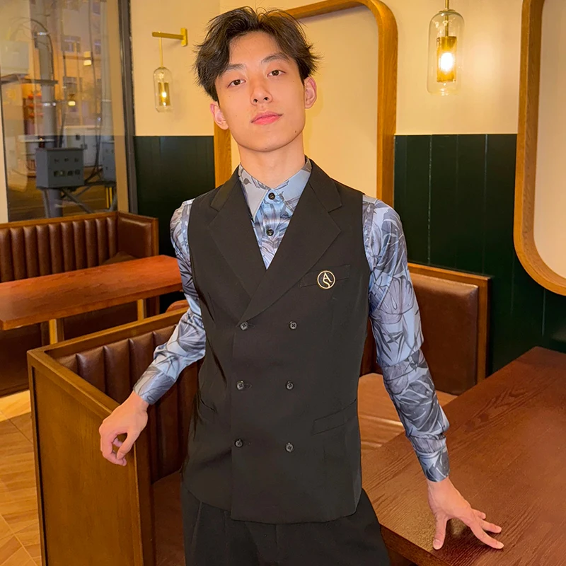 Men Latin Dance Competition Vest Adult Male National Standard Dance Practice Tops Performance Clothes Black Waistcoat BL14620
Men Latin Dance Competition Vest Adult Male National Standard Dance Practice Tops Performance Clothes Black Waistcoat BL14620