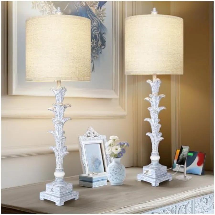 33'' Touch Table Lamp Set of 2 for Living Room, 3-Way Dimmable Buffet Lamps with USB Ports and White Shade, Vintage Farmhouse B
33'' Touch Table Lamp Set of 2 for Living Room, 3-Way Dimmable Buffet Lamps with USB Ports and White Shade, Vintage Farmhouse B