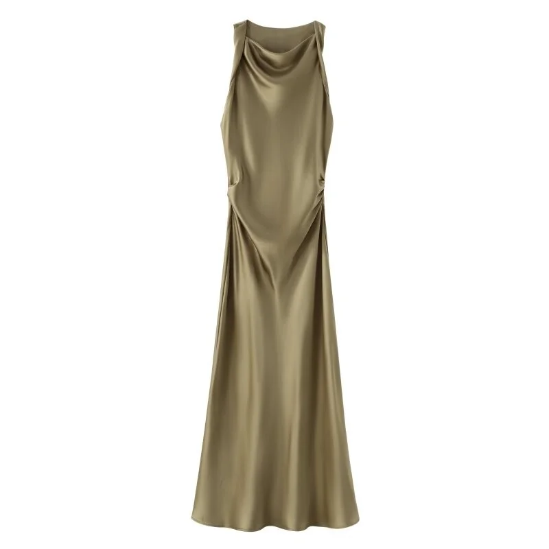 Women's Summer Spring Sleeveless Satin Dress Elegant Ruched Waist Solid Color Ankle Length Casual Party Dinner Maxi Dress
Women's Summer Spring Sleeveless Satin Dress Elegant Ruched Waist Solid Color Ankle Length Casual Party Dinner Maxi Dress