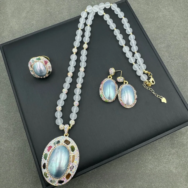 European And American Fashion Shell Pendant Sweater Chain Earrings Ring Women'S Jewelry Set Handmade Necklace Accessories
European And American Fashion Shell Pendant Sweater Chain Earrings Ring Women'S Jewelry Set Handmade Necklace Accessories