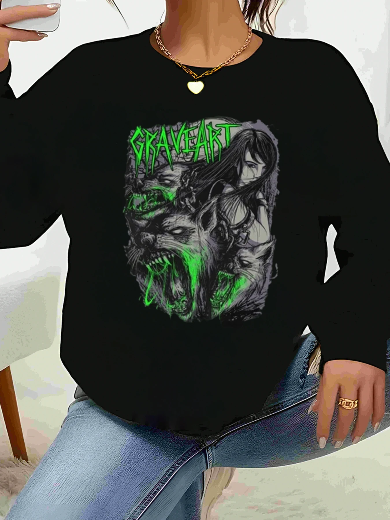 Футболка с длинным рукавом с принтом ужасов Grave Art, повседневная одежда на Хэллоуин, женская одежда
Футболка с длинным рукавом с принтом ужасов Grave Art, повседневная одежда на Хэллоуин, женская одежда