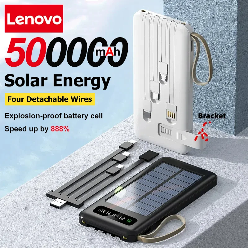 Lenovo Solar Power Bank 50000mAh Large Capacity Mobile Power Fast Charging Battery Dual USB 4 Cables For iPhone Samsung
Lenovo Solar Power Bank 50000mAh Large Capacity Mobile Power Fast Charging Battery Dual USB 4 Cables For iPhone Samsung
