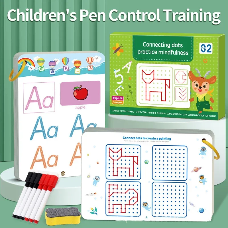 Toddler Pen Control Training Workbook Baby Magical Tracing Book Practice Copybook Reusable Writing Drawing Educational
Toddler Pen Control Training Workbook Baby Magical Tracing Book Practice Copybook Reusable Writing Drawing Educational
