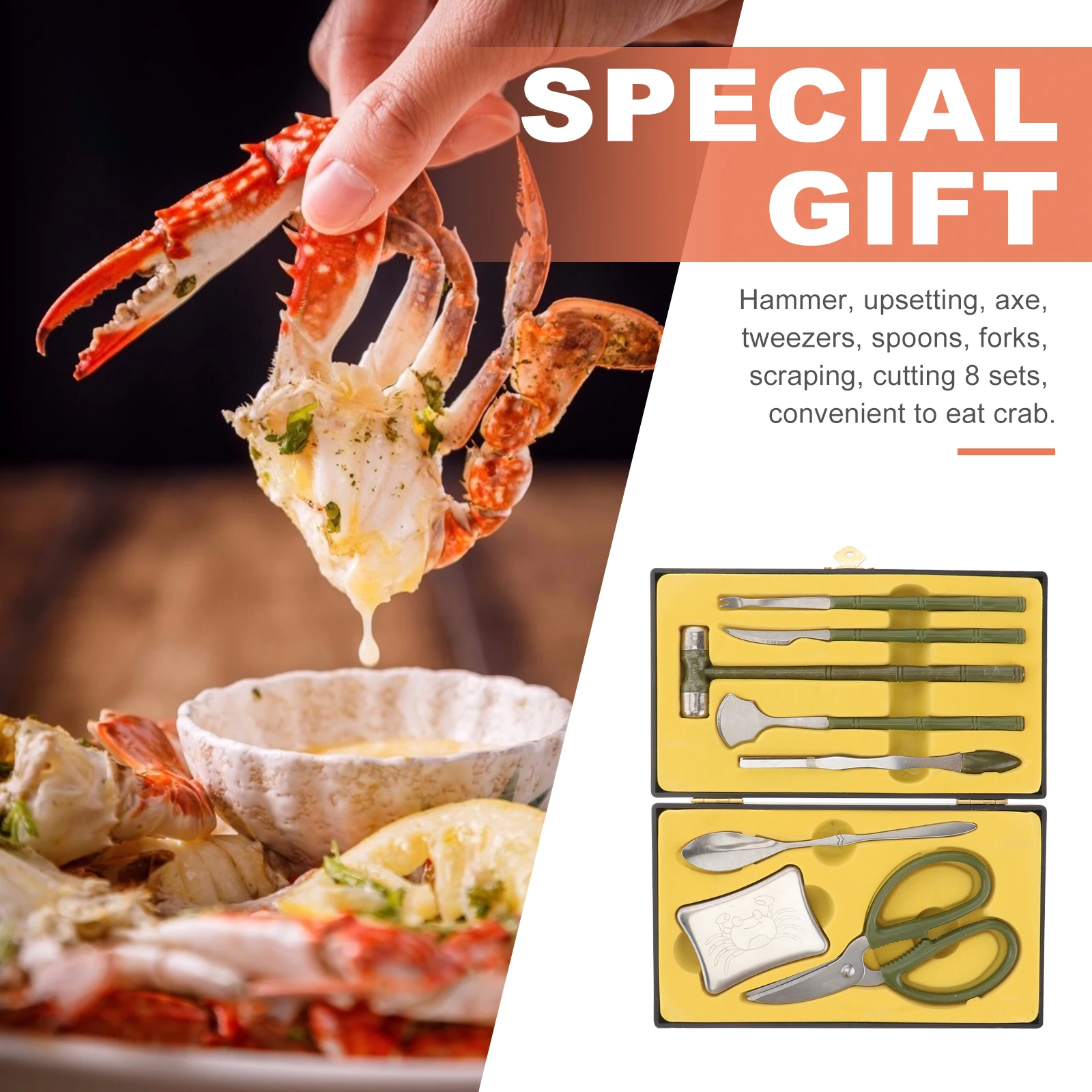 8pcs Stainless Steel Crab Tools Seafood Shells Crackers Set For Lobster Oyster Shrimp Kitchen Gadgets Gift Black 
8pcs Stainless Steel Crab Tools Seafood Shells Crackers Set For Lobster Oyster Shrimp Kitchen Gadgets Gift Black