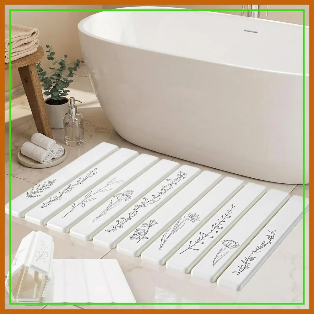 Foldable Stone Bath Mat 32x20 inch - Quick Dry Super Absorbent Non-Slip Diatomaceous Drying Mat for Bathroom, Kitchen, Bathtub (Black Floral)
Foldable Stone Bath Mat 32x20 inch - Quick Dry Super Absorbent Non-Slip Diatomaceous Drying Mat for Bathroom, Kitchen, Bathtub (Black Floral)