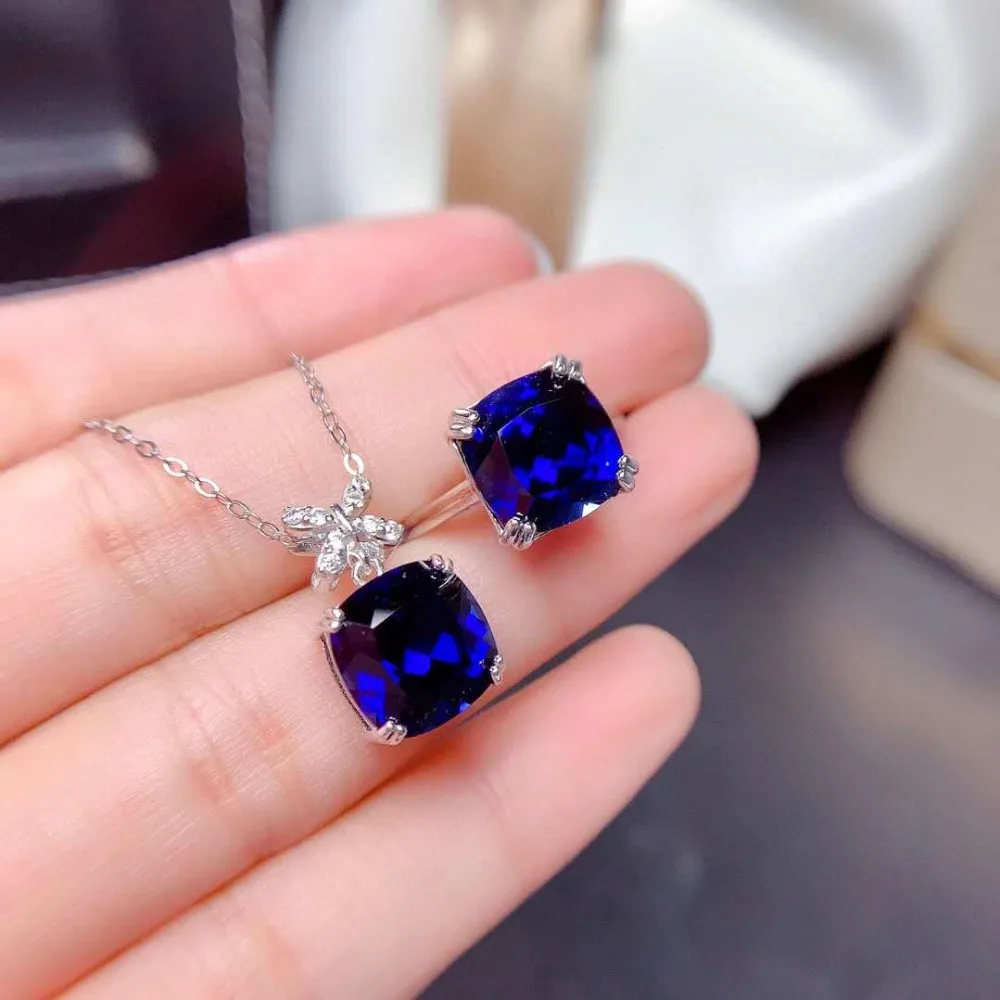 Natural Sapphire S925 Sterling Silver Ring Pendant Necklace Set Charming Exquisite Fashion Jewelry for Women Free Shipping
Natural Sapphire S925 Sterling Silver Ring Pendant Necklace Set Charming Exquisite Fashion Jewelry for Women Free Shipping