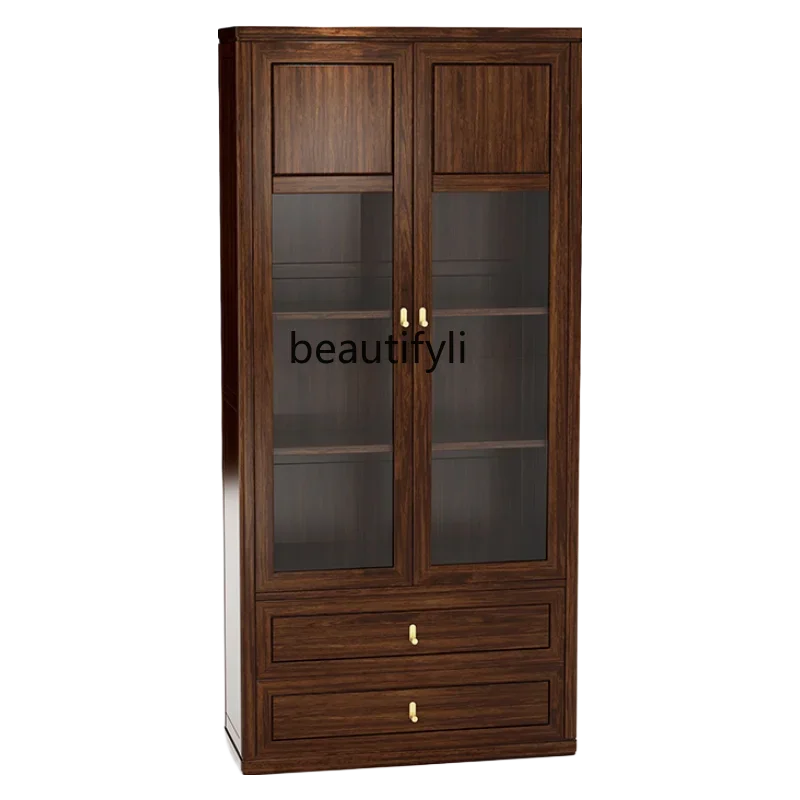 YYNew Chinese ebony solid wood bookcase combination with glass door simple storage cabinet
YYNew Chinese ebony solid wood bookcase combination with glass door simple storage cabinet