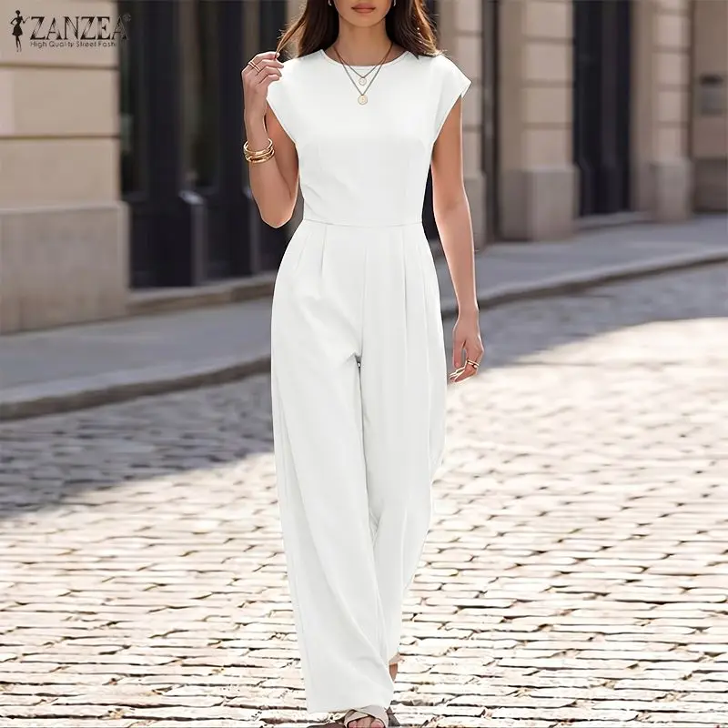 ZANZEA Fashion Women Jumpsuits 2026 Summer Rompers O Neck Short Sleeve Playsuit Elegant Solid Wide Leg OL Work Overalls Trousers
ZANZEA Fashion Women Jumpsuits 2026 Summer Rompers O Neck Short Sleeve Playsuit Elegant Solid Wide Leg OL Work Overalls Trousers