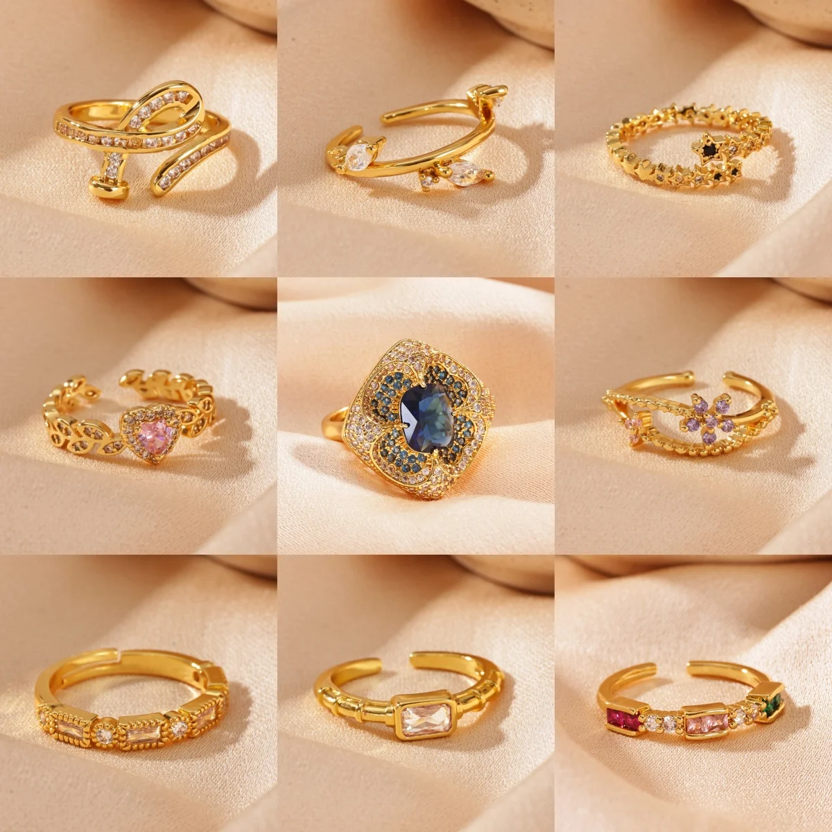 Luxury Colorful Zircon Open Rings For Women Gold Color Stainless Steel Holiday Aesthetic Fashion Jewelry Gift
Luxury Colorful Zircon Open Rings For Women Gold Color Stainless Steel Holiday Aesthetic Fashion Jewelry Gift